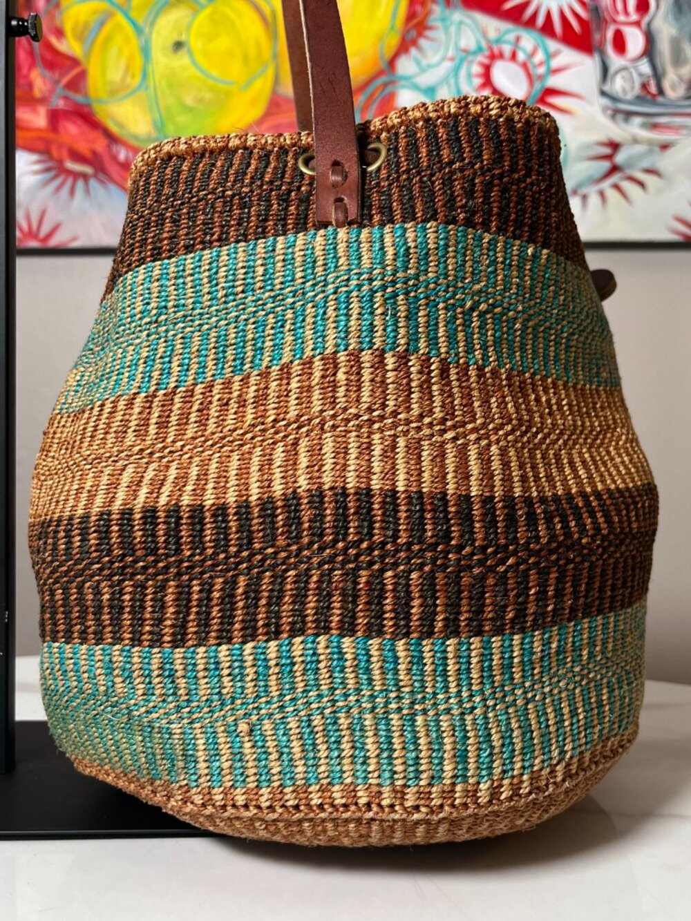 Kenyan Sisal Kiondo Vintage Bucket Bag Fair Trade - Picture 5 of 10